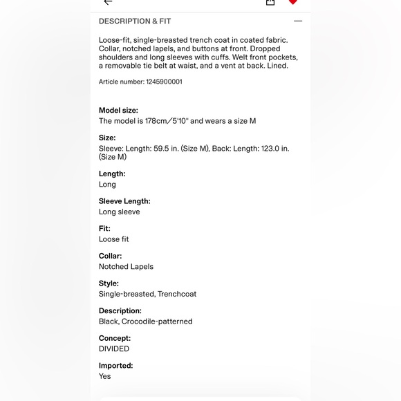 H&M COATED TRENCH COAT - Picture 5 of 5